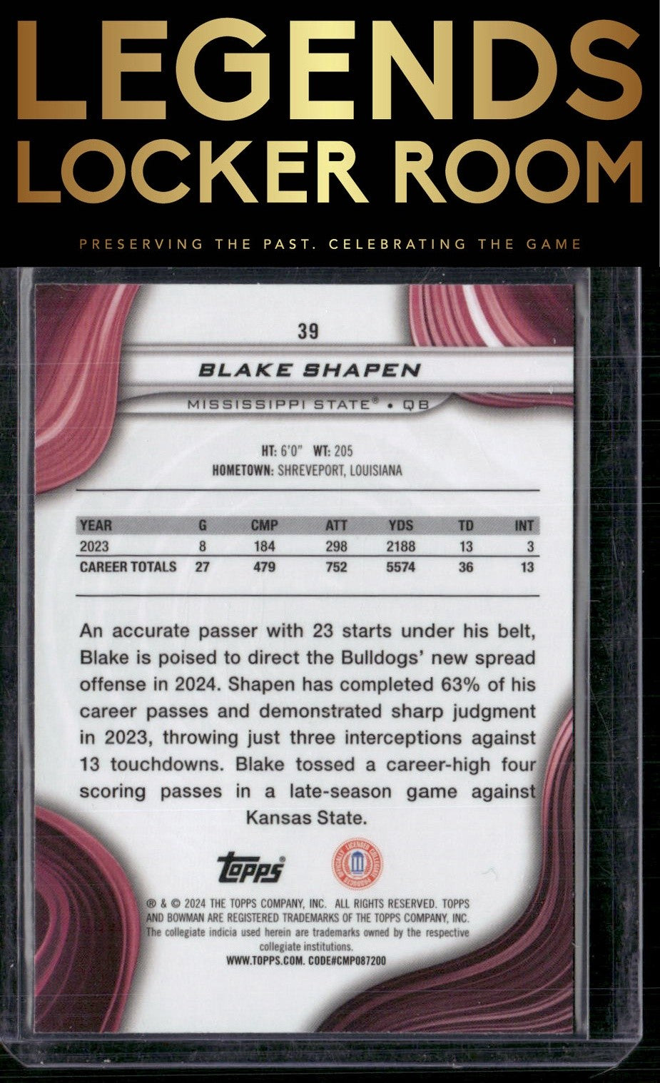 2024 Bowman University Best #39 Blake Shapen Blue Refractor #/149