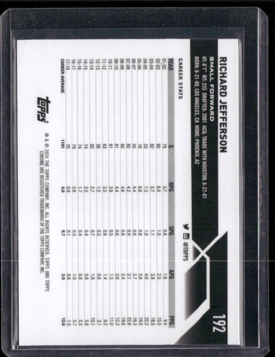 2023-24 Topps Chrome #192 Richard Jefferson Purple Geometric #/119