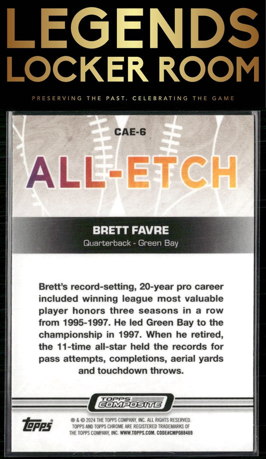 2023 Topps Composite #CAE-6 Brett Favre Chrome All-Etch Pink Refractor