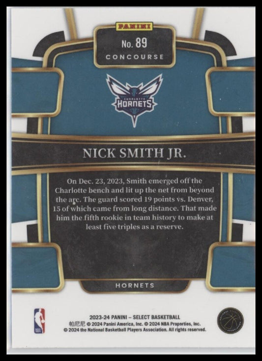 2023-24 Panini Select #89 Nick Smith Jr. Blue (Retail Base)