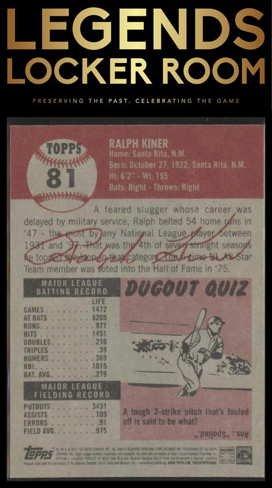 2016 Topps Ralph Kiner