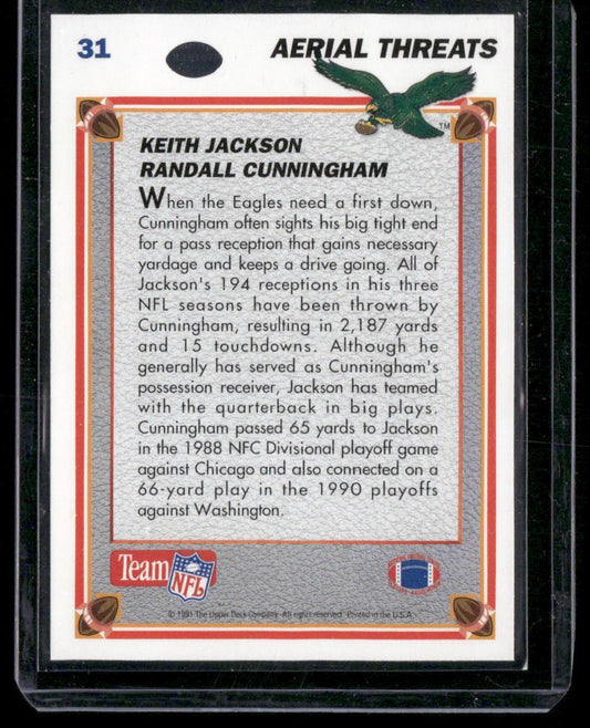1991 Upper Deck #31c Randall Cunningham / Keith Jackson