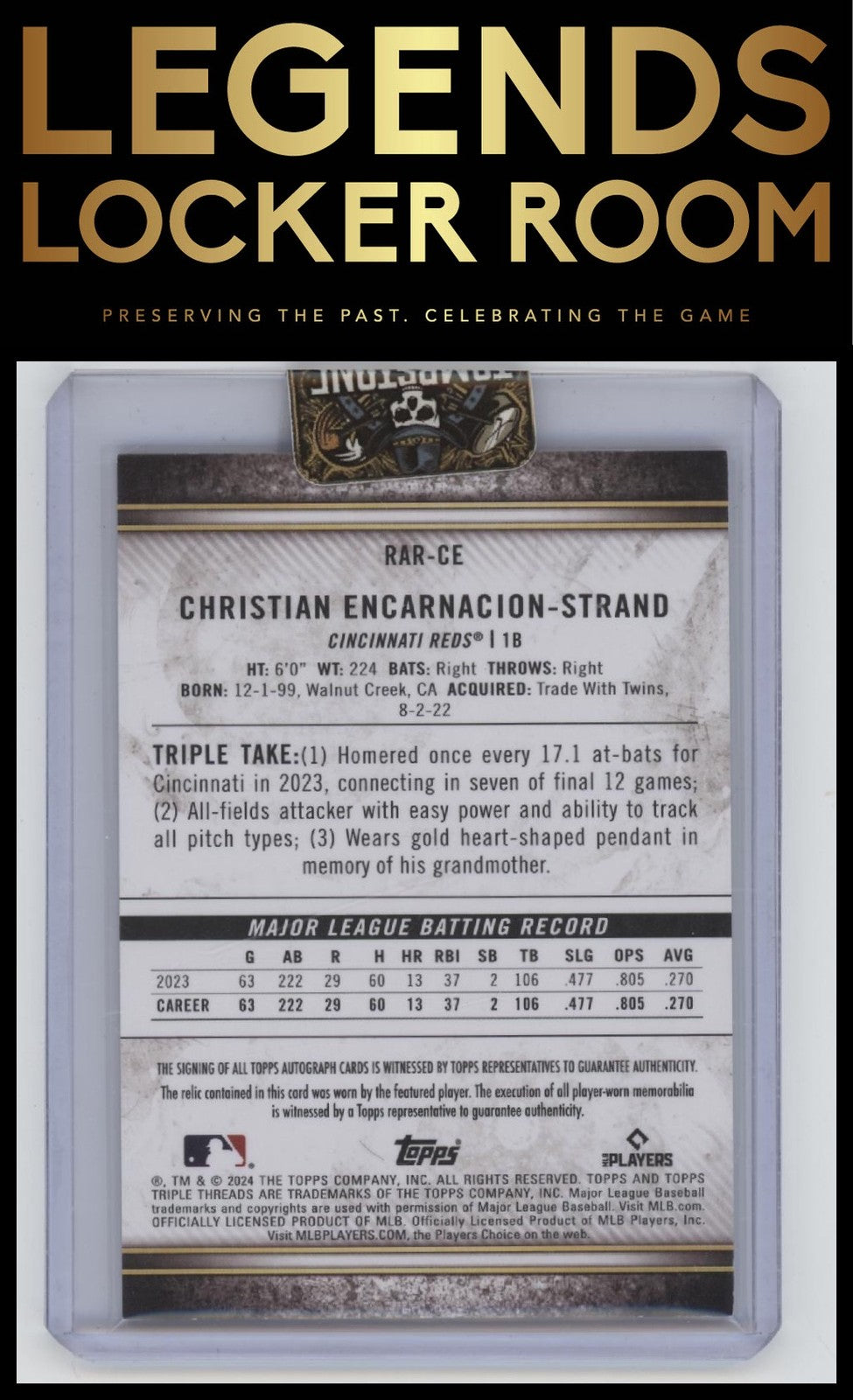 2024 Topps Triple Threads Christian Encarnacion-Strand Rookie Auto Relic /50