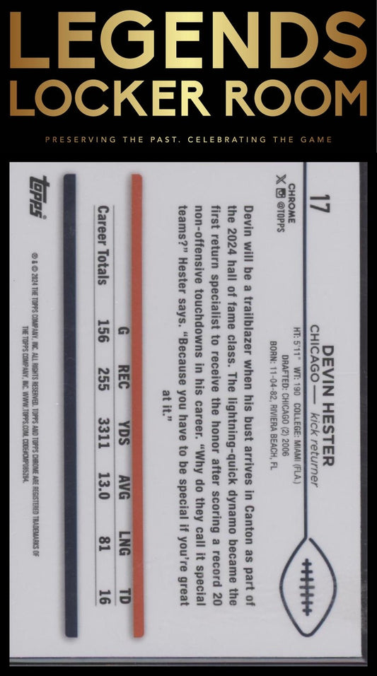 2024 Topps Chrome #17 Devin Hester Yellow Geometric Refractor #/75