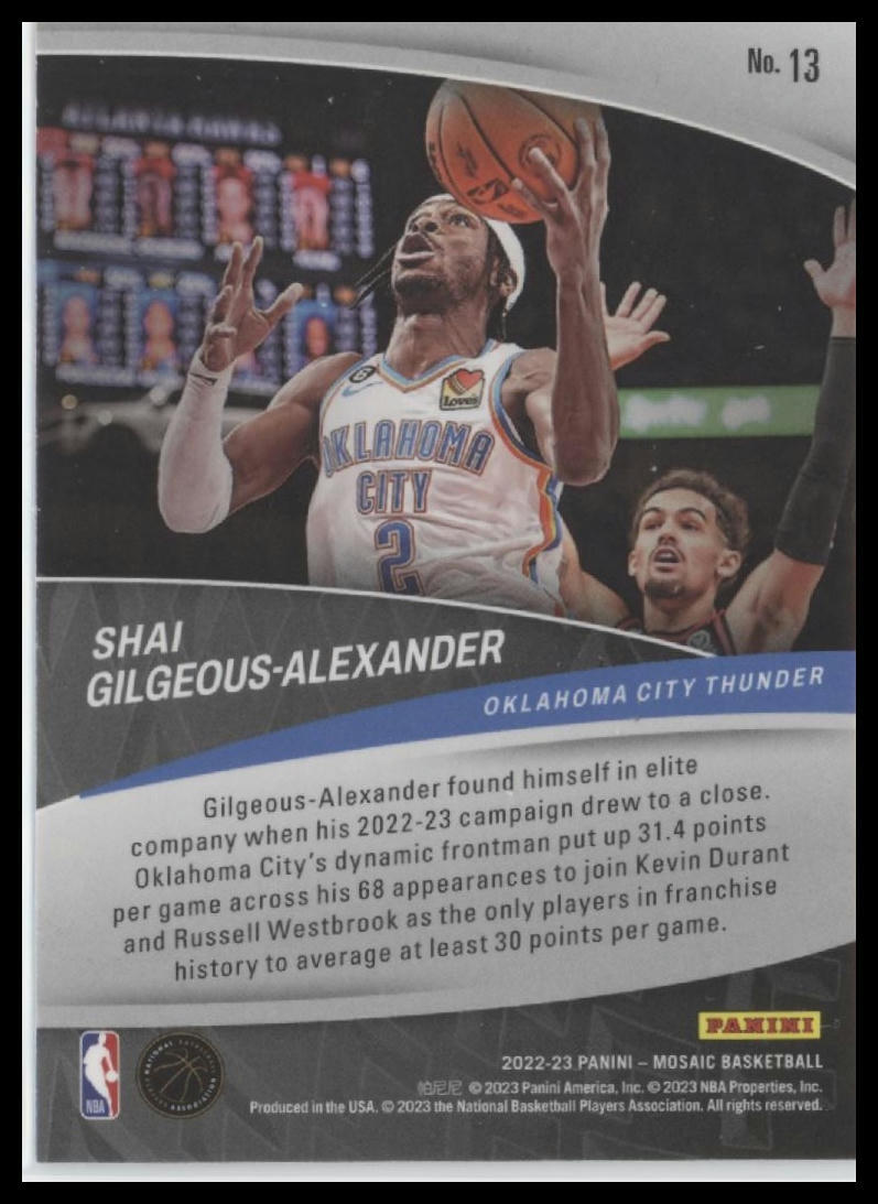 2022-23 Panini Mosaic #13 Shai Gilgeous-Alexander Elevate
