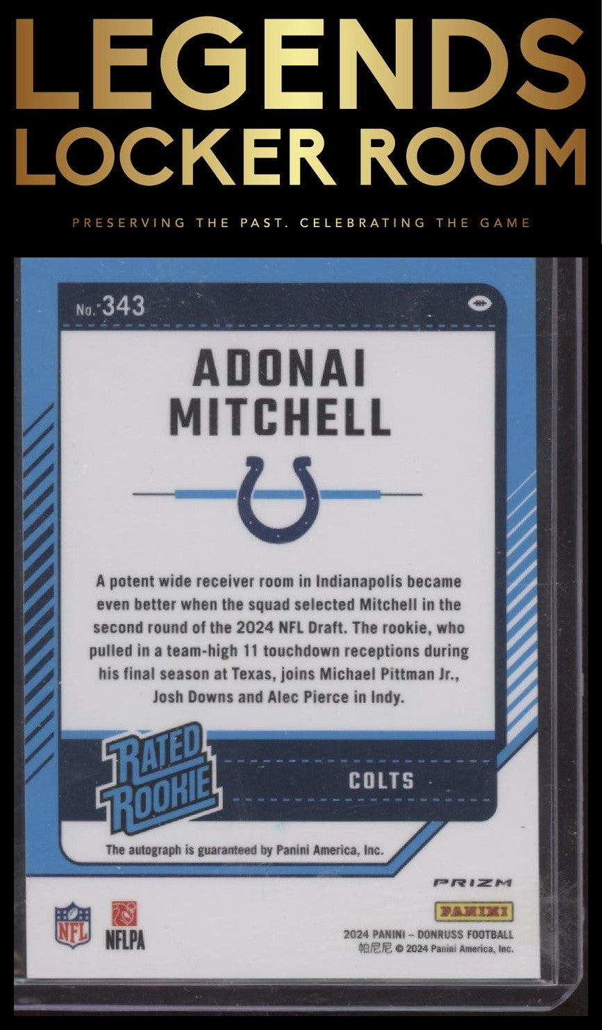 2024 Donruss #343 Adonai Mitchell Optic Rated Rookies Preview Autograph