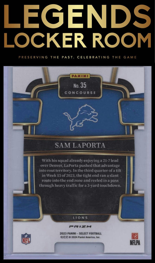 2023 Panini Select #35 Sam LaPorta Zebra Prizms Die Cuts