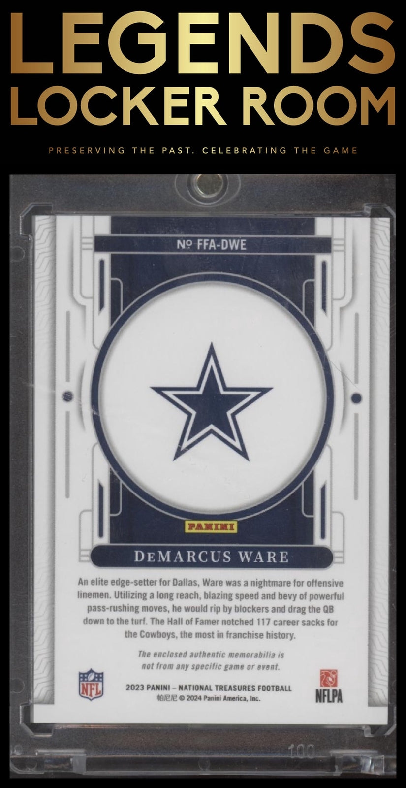 2023 Panini National Treasures #FFA-DWE DeMarcus Ware Framed Fabric #/49