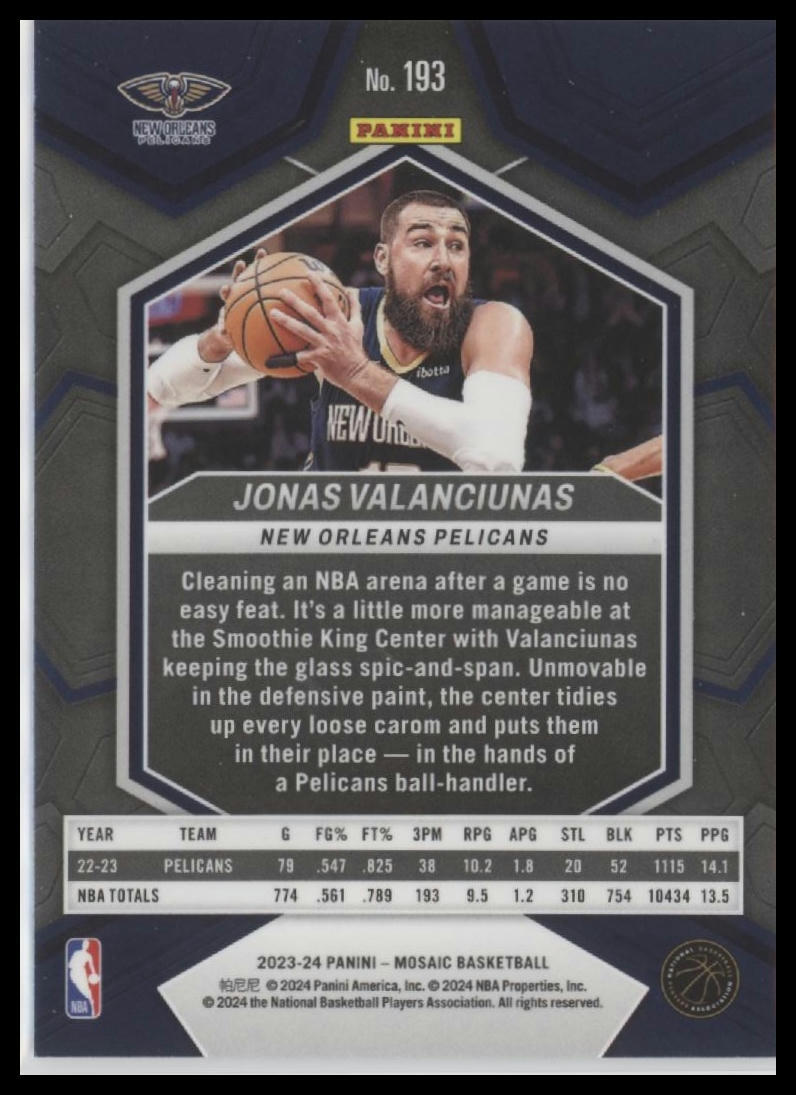 2023-24 Panini Mosaic #193 Jonas Valanciunas