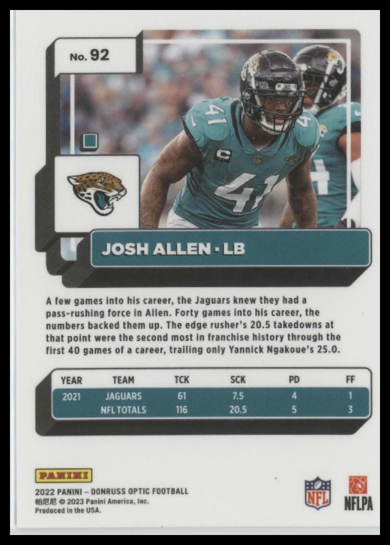 2022 Donruss Optic #92 Josh Allen