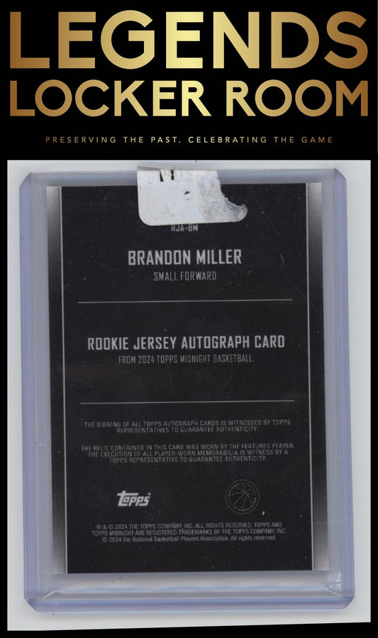 2023-24 Topps Midnight #RJA-BM Brandon Miller Rookie Jersey Autographs
