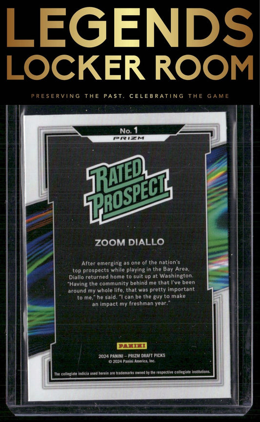 2024 Panini Prizm Draft Picks #1 Zoom Diallo Rated Prospect Prizms Silver