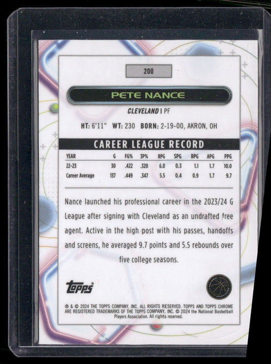 2023-24 Topps Chrome Cosmic #200 Pete Nance Pink Galaxy Refractors