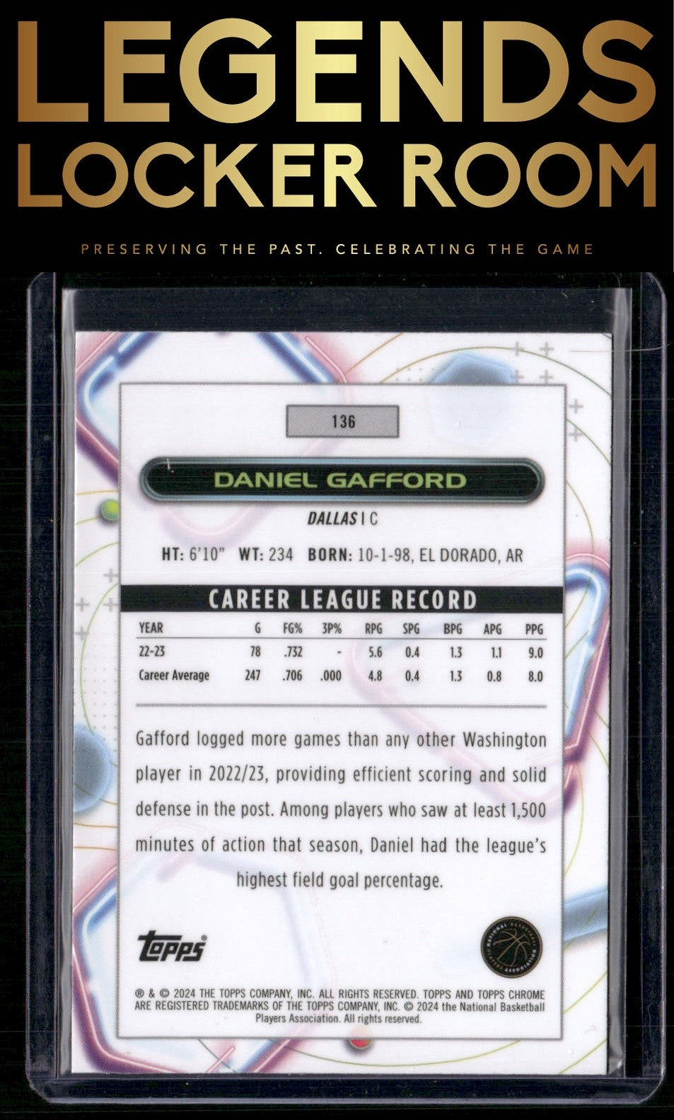 2023-24 Topps Chrome Cosmic #136 Daniel Gafford
