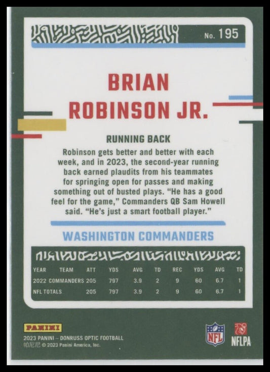 2023 Donruss Optic #195 Brian Robinson Jr.
