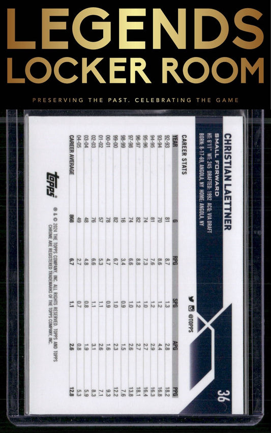 2023-24 Topps Chrome Sapphire #36 Christian Laettner