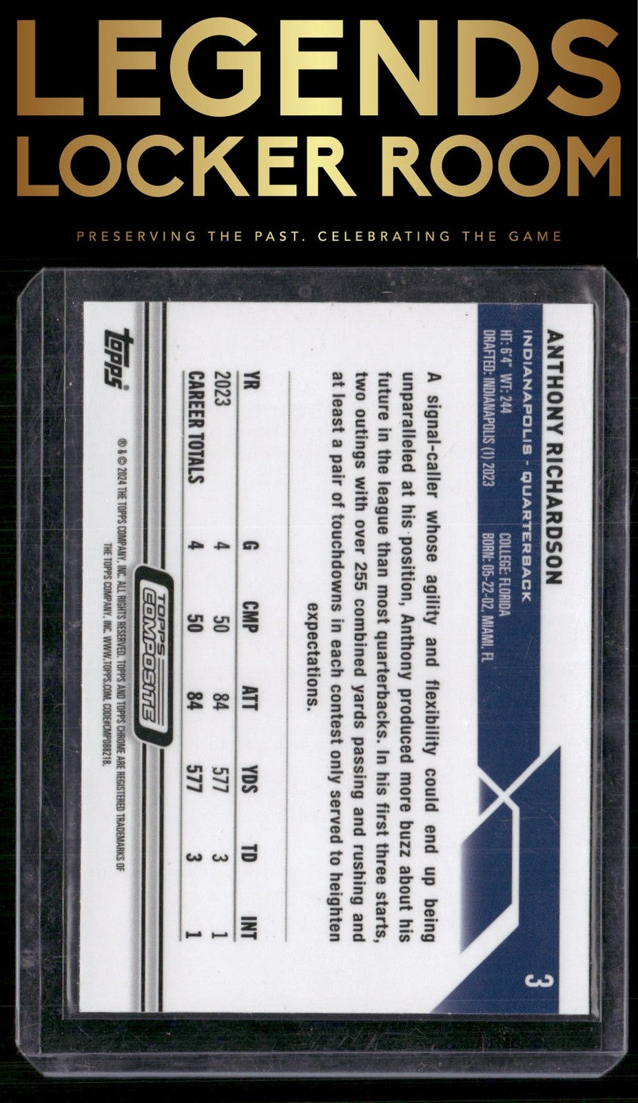 2023 Topps Composite #3 Anthony Richardson Topps Chrome Negative Refractor