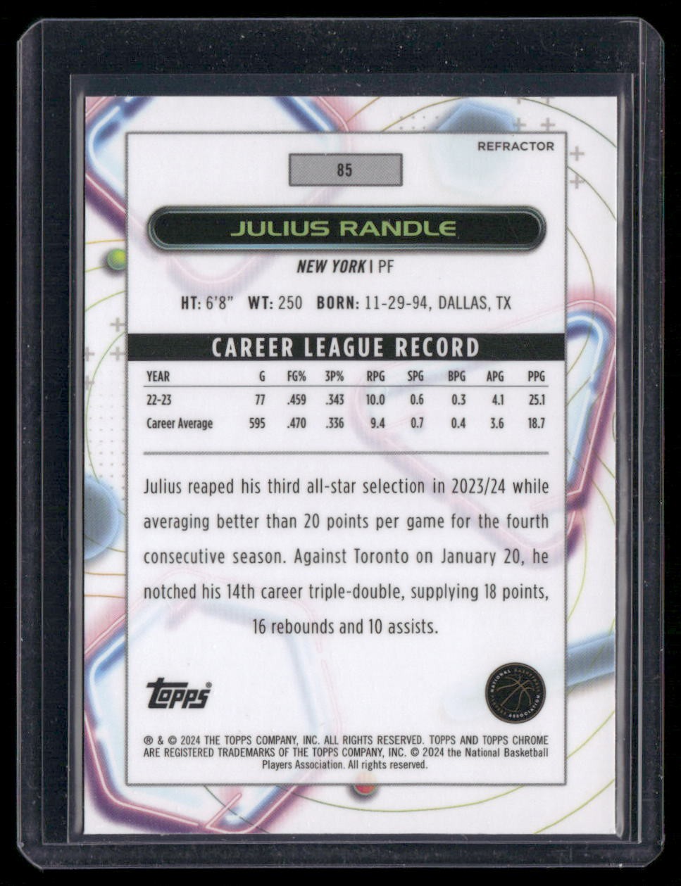 2023-24 Topps Chrome Cosmic #85 Julius Randle Refractors