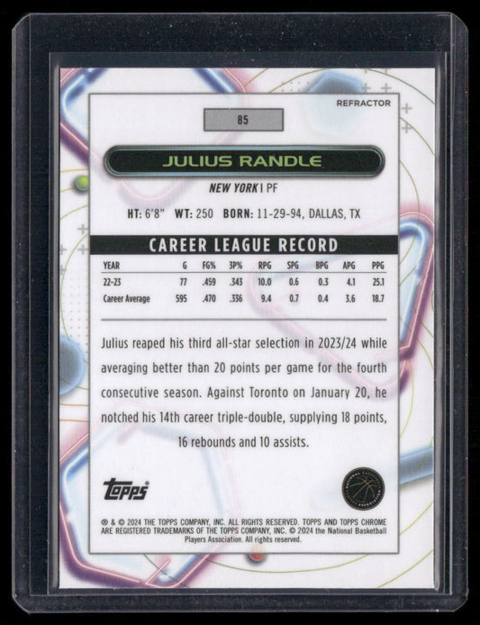 2023-24 Topps Chrome Cosmic #85 Julius Randle Refractors
