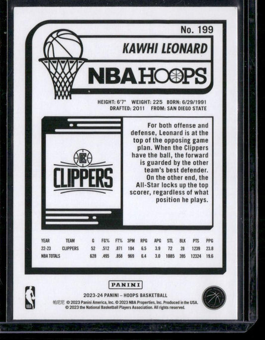 2023-24 Hoops #199 Kawhi Leonard