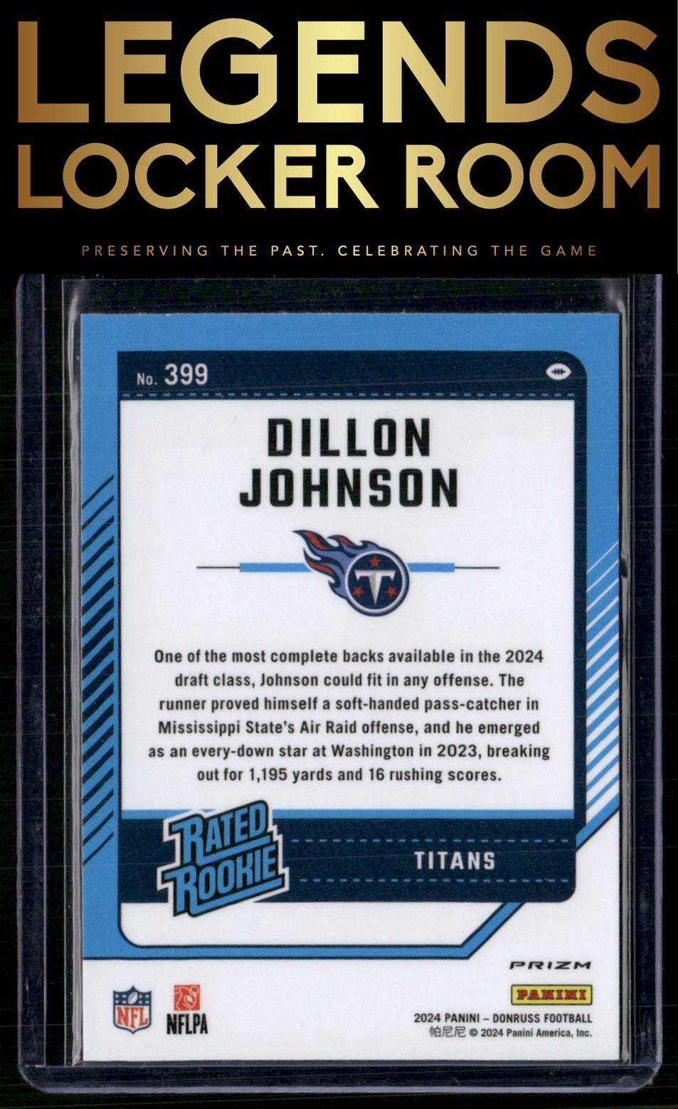 2024 Donruss #399 Dillon Johnson Optic Rated Rookies Preview Silver