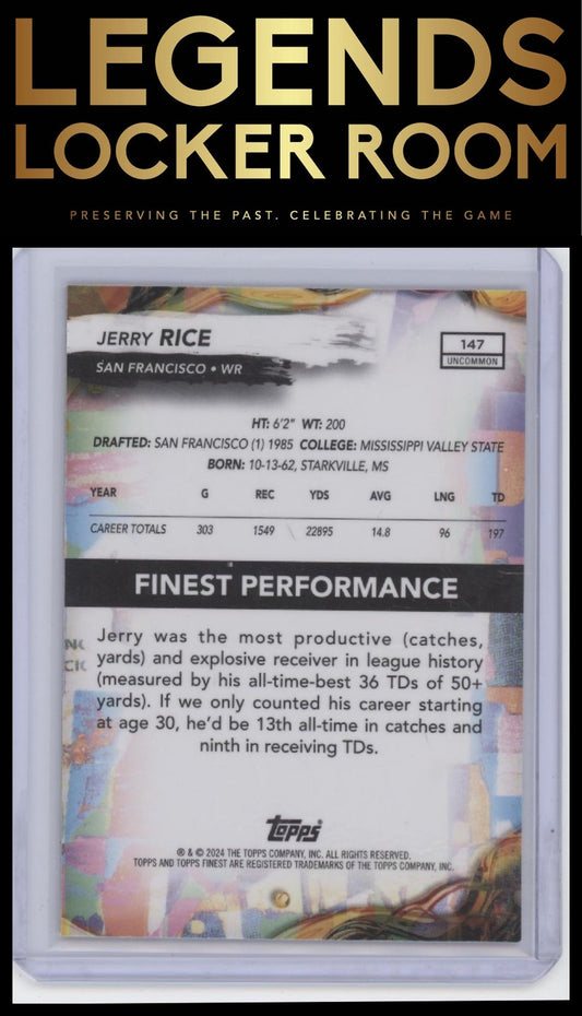 2024 Finest #147 Jerry Rice Sky Blue Refractor #/250