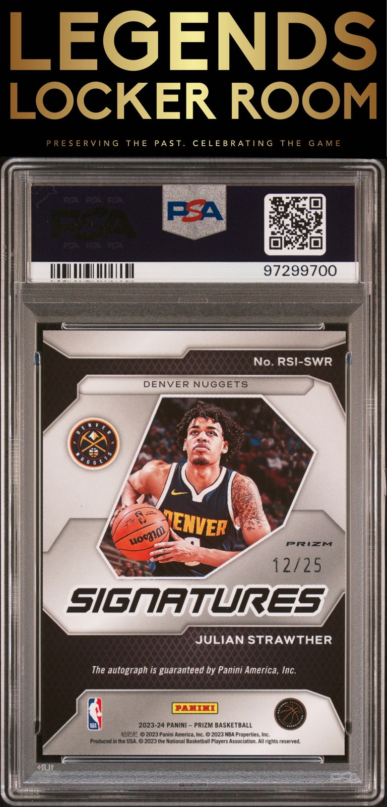 2023 Panini Prizm Rookie Signatures Julian Strawther Mojo PSA 9