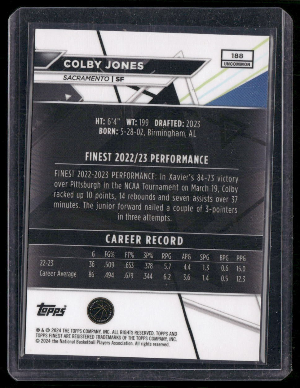 2023-24 Finest #188 Colby Jones Gold Geometric Refractors #/20