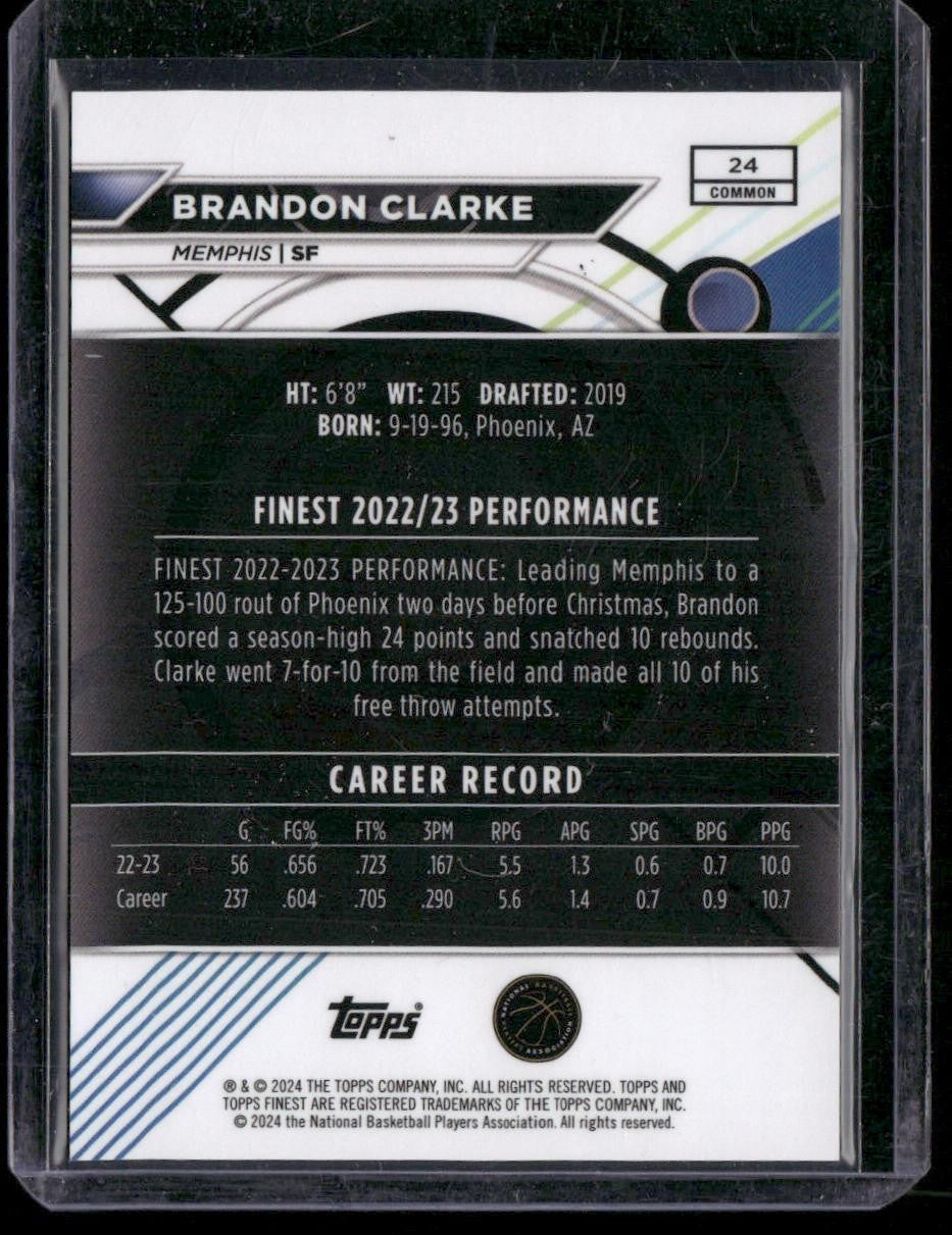 2023-24 Finest #24 Brandon Clarke Red/Black Refractors /20
