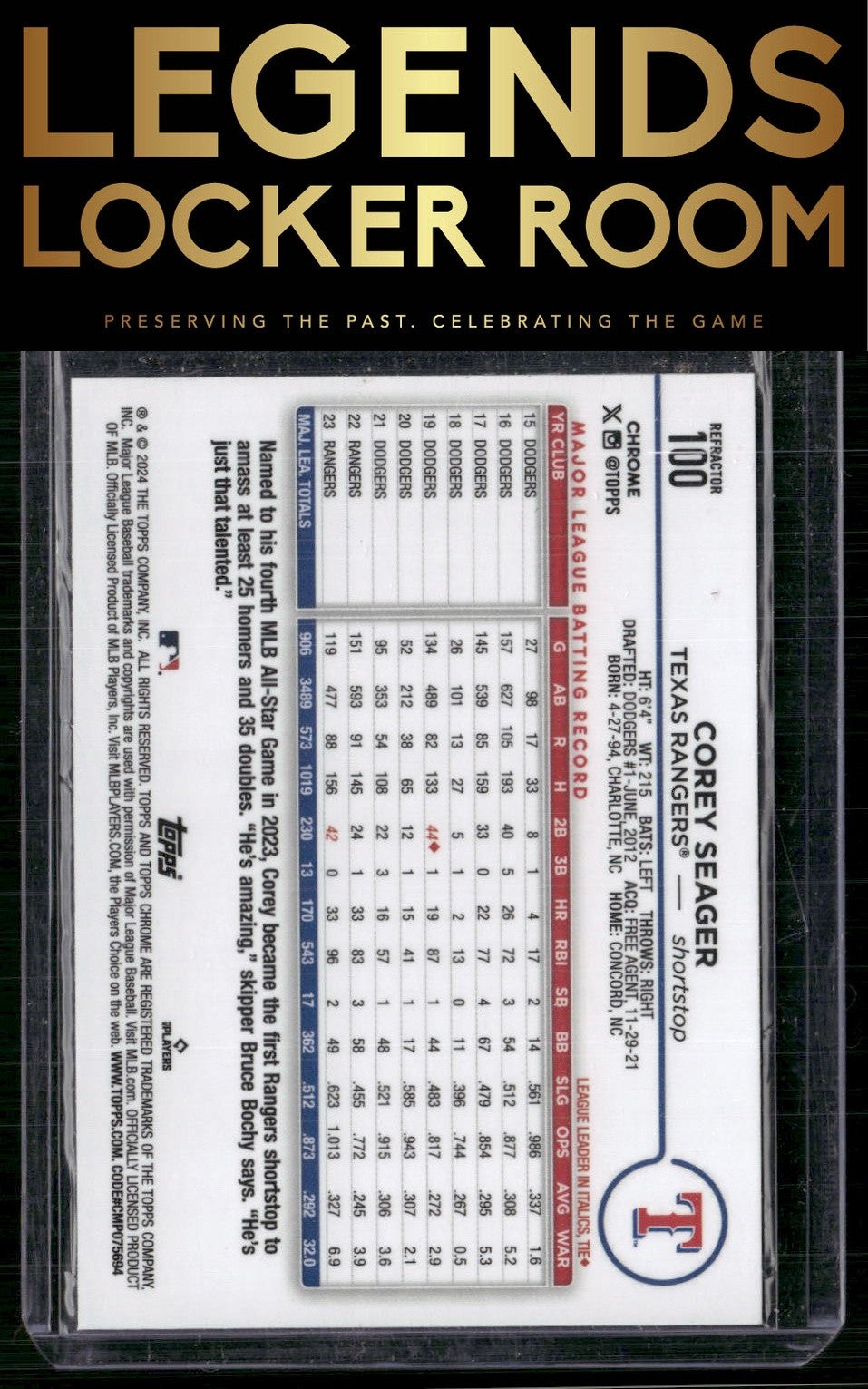 2024 Topps Chrome #100 Corey Seager Refractors