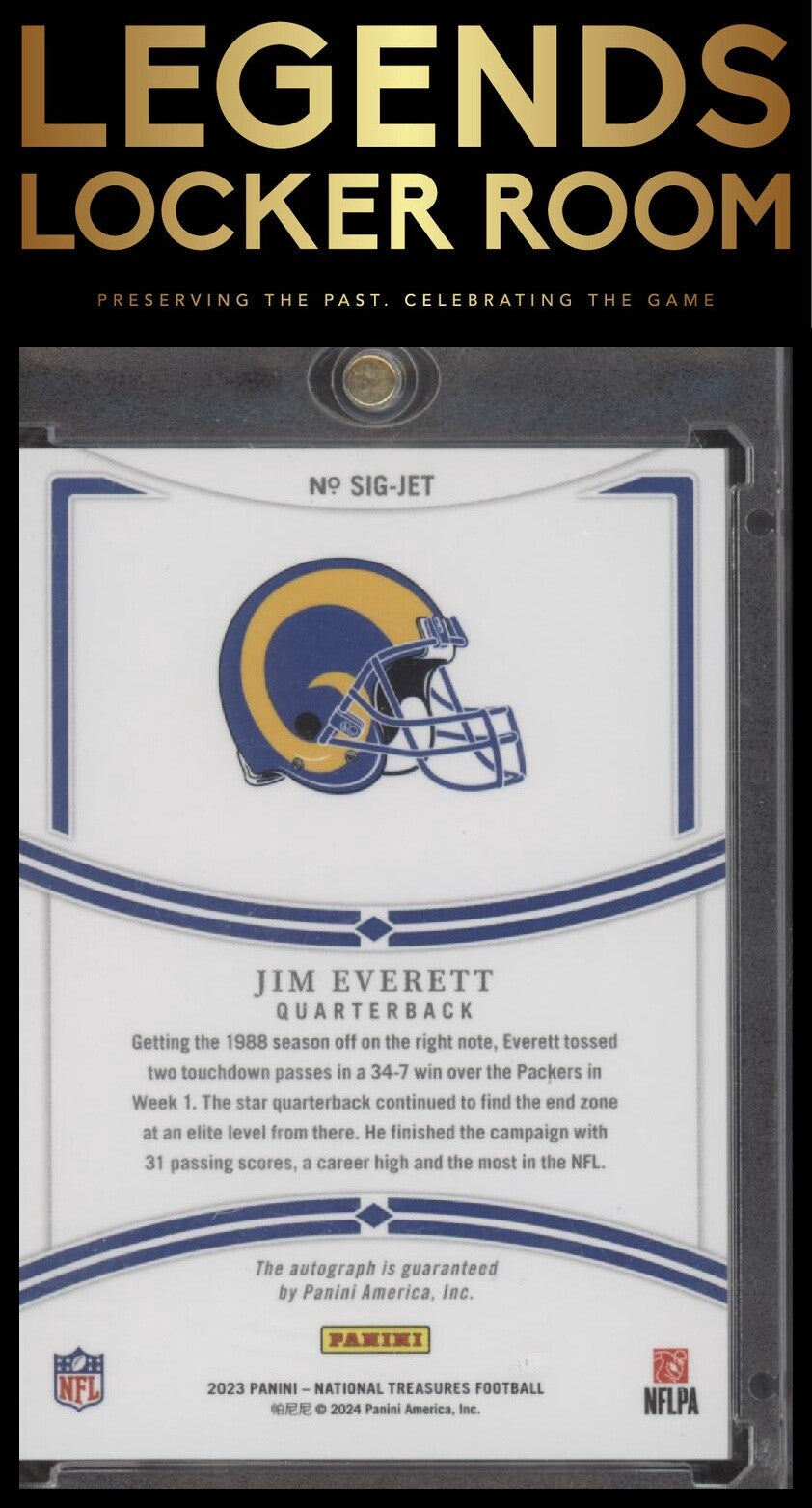 2023 Panini National Treasures #SIG-JET Jim Everett Signatures Holo Silver /25