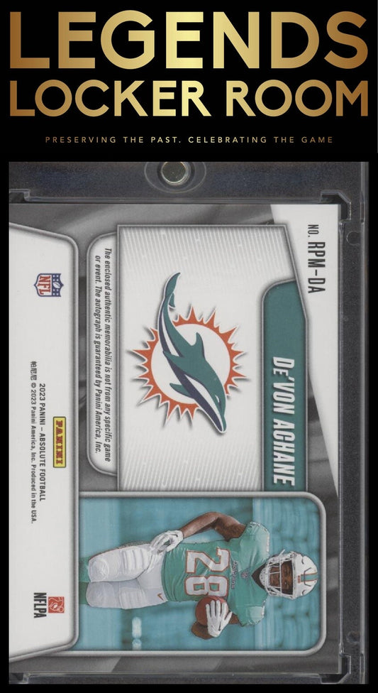 2023 Panini Absolute De'Von Achane Rookie Premiere Materials Autos Spectrum #/99
