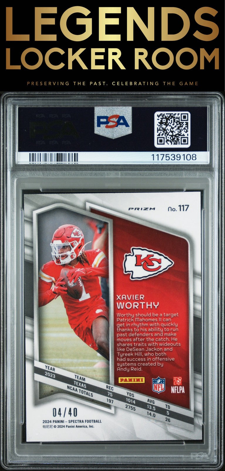 2024 Panini Spectra #117 Xavier Worthy Astral /40 PSA 9