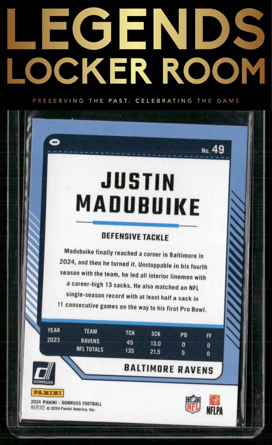 2024 Donruss #49 Justin Madubuike Press Proof Red