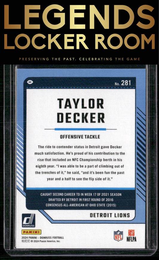 2024 Donruss #281 Taylor Decker Press Proof Red