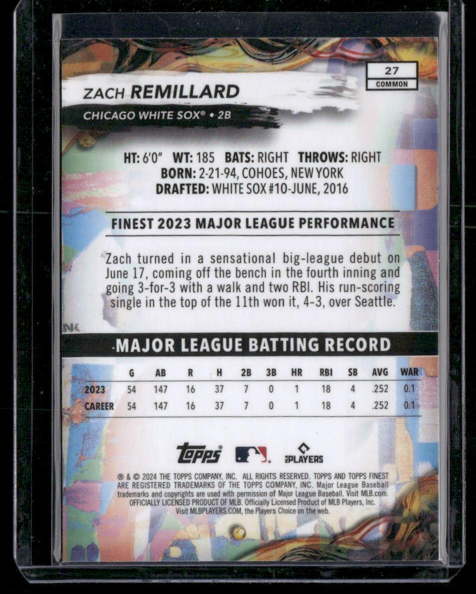 2024 Finest #27 Zach Remillard Checkerboard Refractors