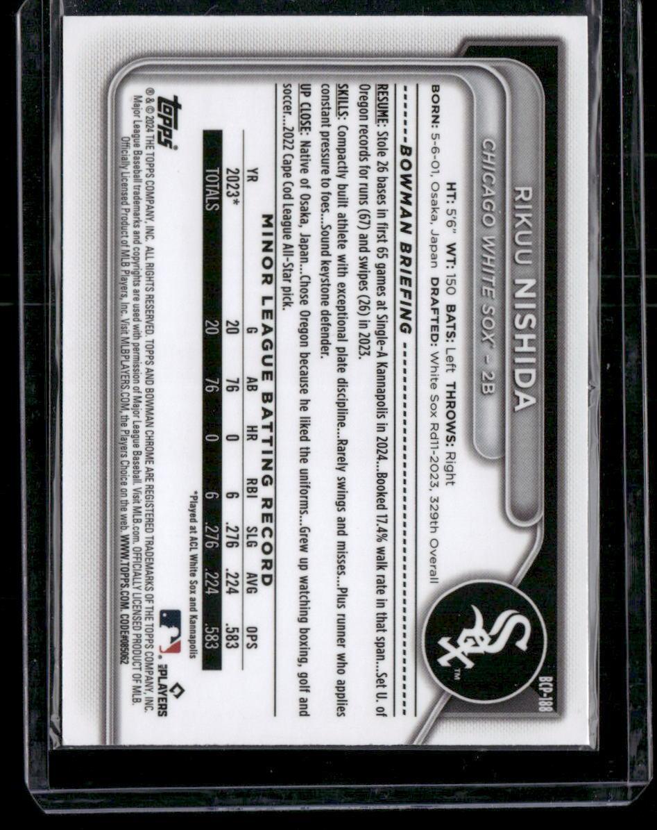 2024 Bowman Chrome #BCP-188 Rikuu Nishida Prospects