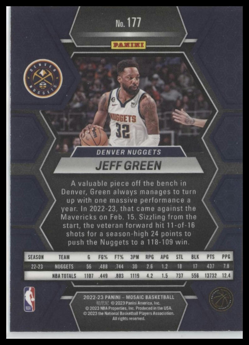 2022-23 Panini Mosaic #177 Jeff Green