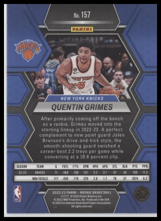 2022-23 Panini Mosaic #157 Quentin Grimes