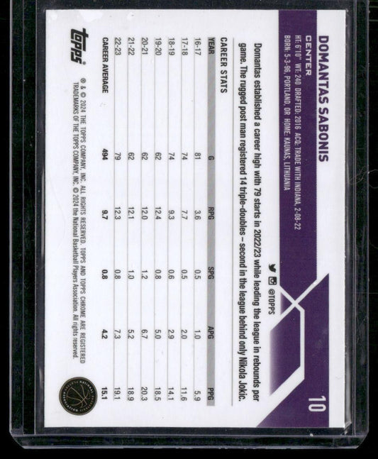 2023-24 Topps Chrome #10 Domantas Sabonis Negative Refractors