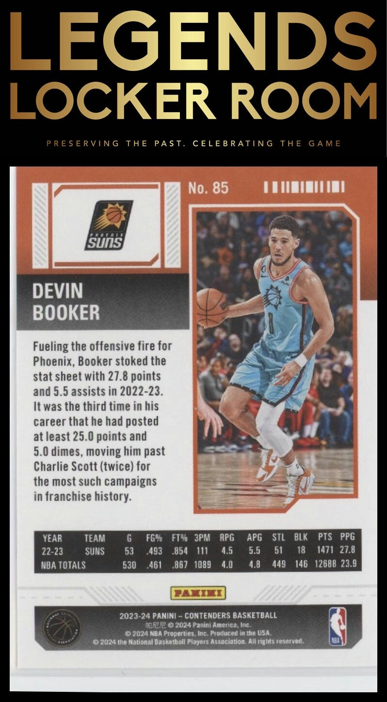 2023-24 Panini Contenders #85 Devin Booker Game Ticket Red