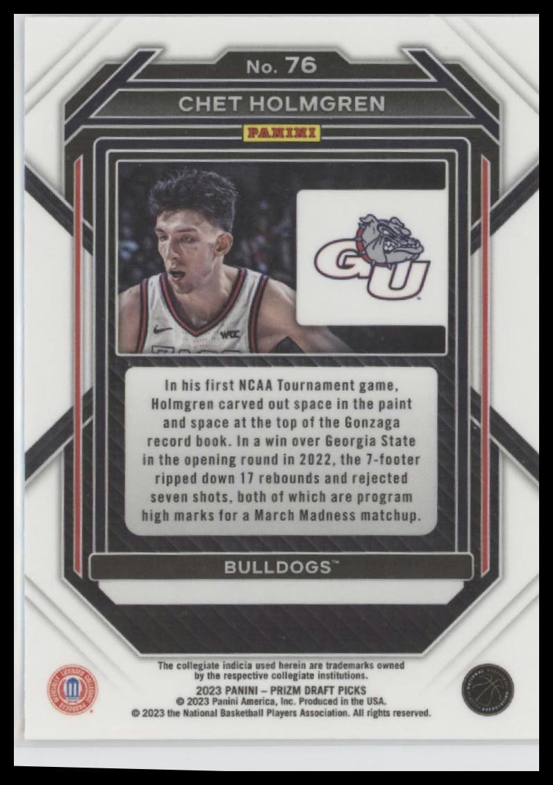 2023 Panini Prizm Draft Picks #76 Chet Holmgren