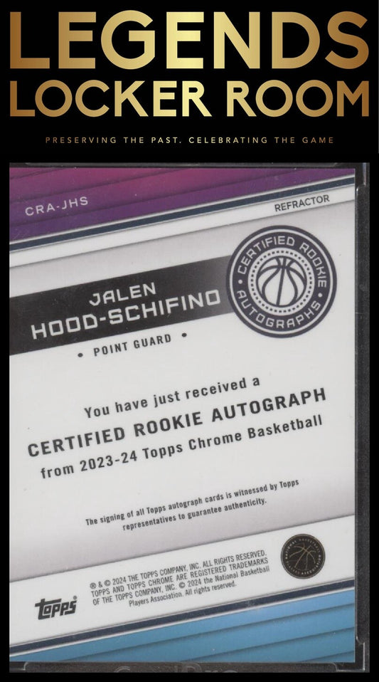 2023-24 Topps Chrome #CRA-JHS Jalen Hood-Schifino Certified Rookie Autographs