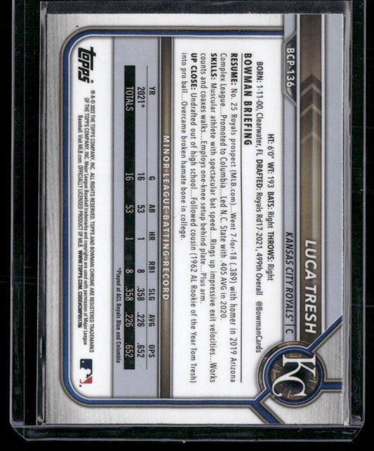 2022 Bowman #BCP-136 Luca Tresh Chrome Prospects