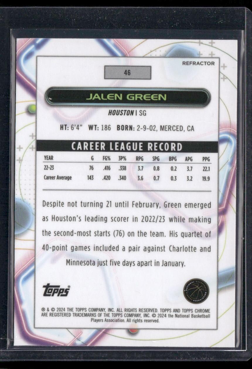 2023-24 Topps Chrome Cosmic #46 Jalen Green Refractors