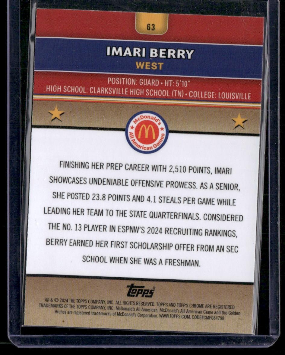 2024 Topps Chrome McDonald's All-American #63 Imari Berry