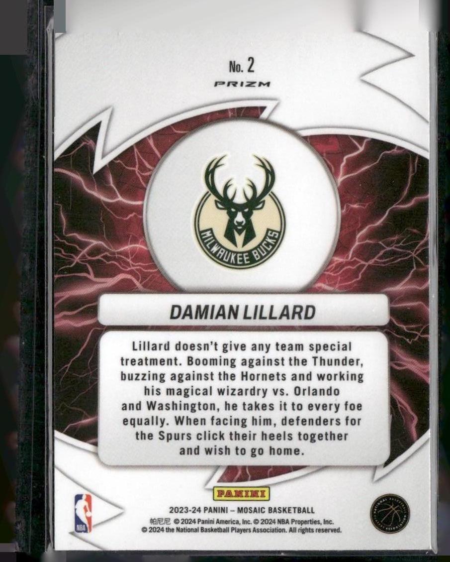 2023-24 Panini Mosaic #2 Damian Lillard Thunder Road Mosaic