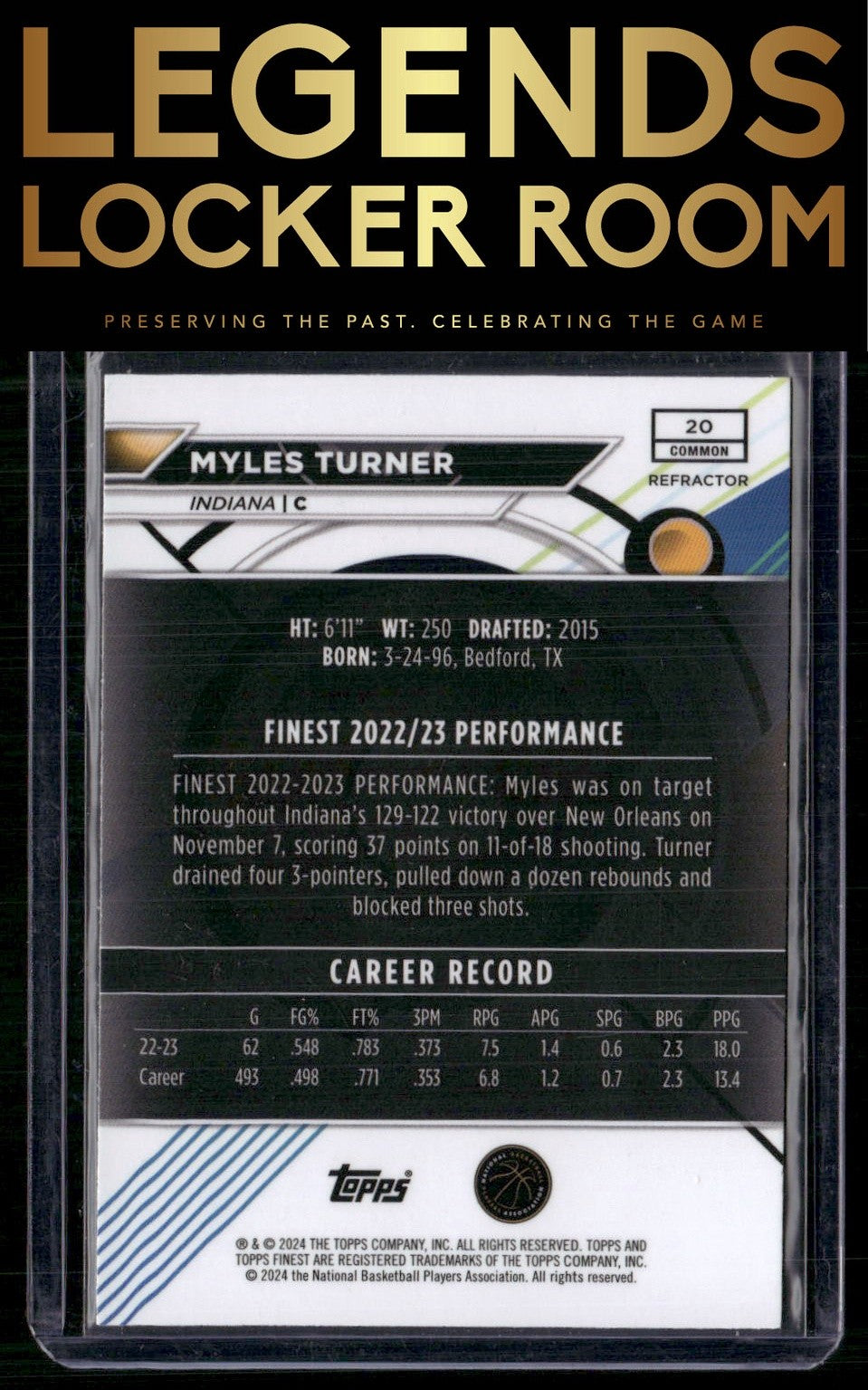 2023-24 Finest #20 Myles Turner Refractors