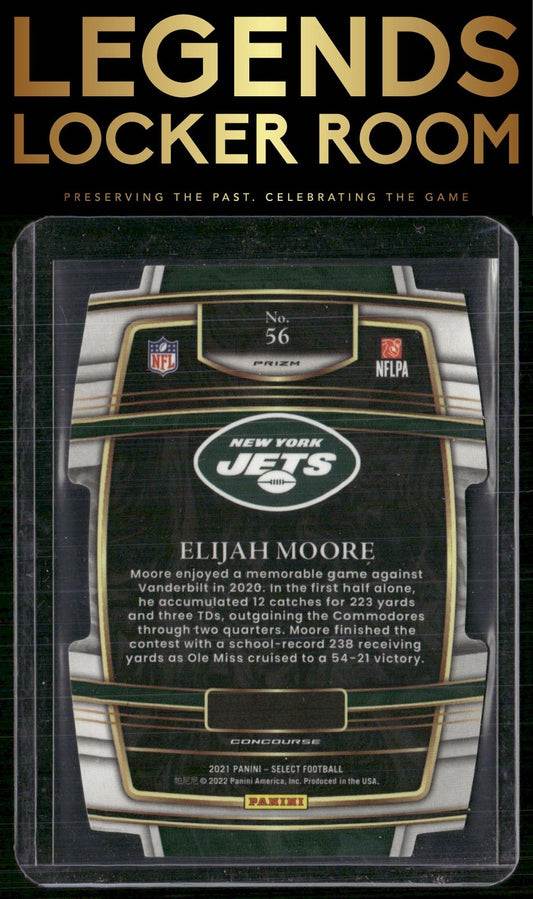 2021 Panini Select #56 Elijah Moore Zebra Prizm Die Cut