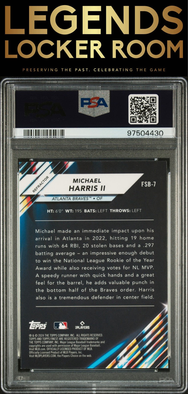 2024 Topps Finest Future So Bright Michael Harris II Refractor PSA 9